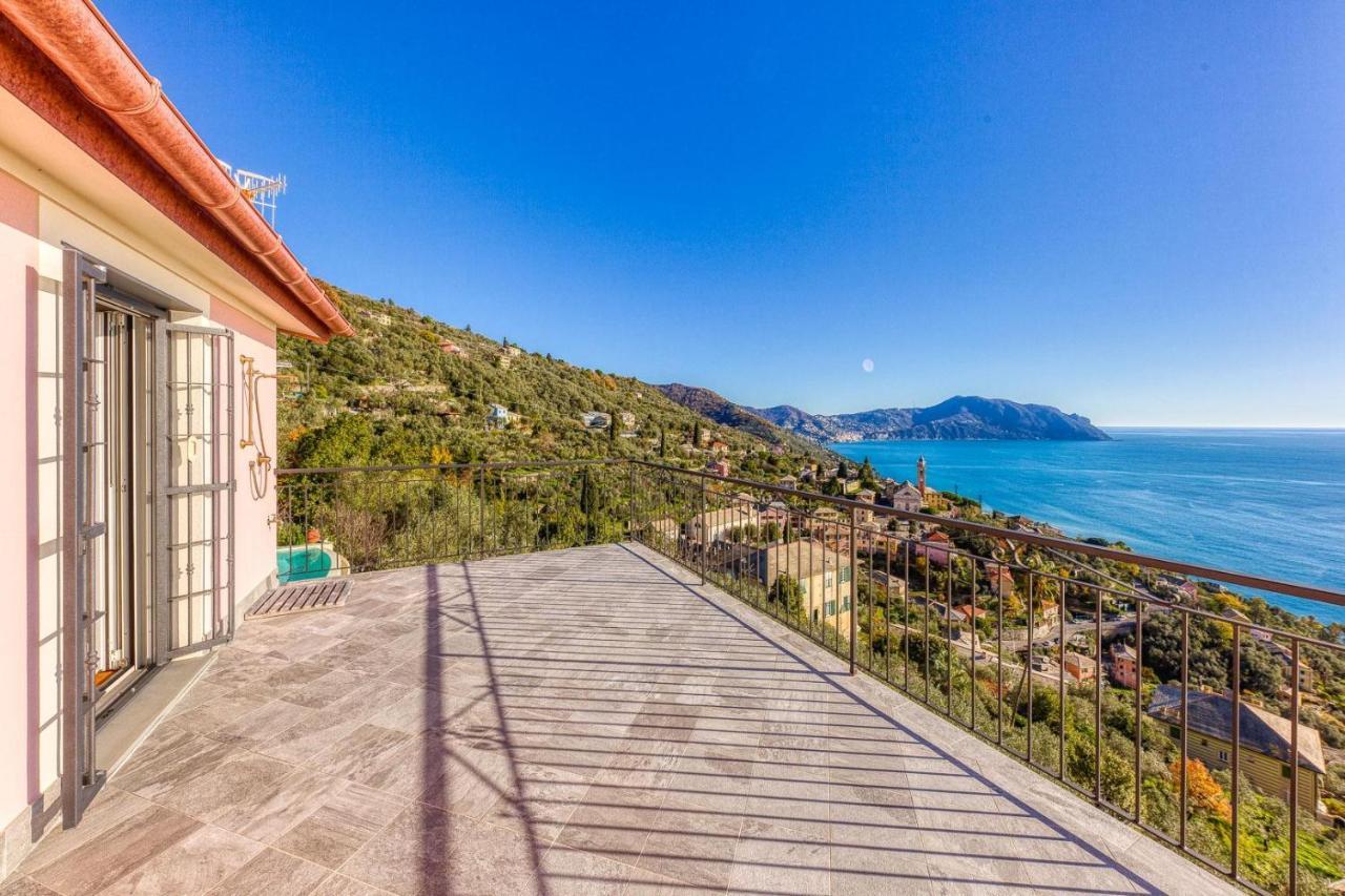 Casaviva - Ampio Trilocale Vista Mare Con Piscina - Pieve Alta Appartement Pieve Ligure Buitenkant foto
