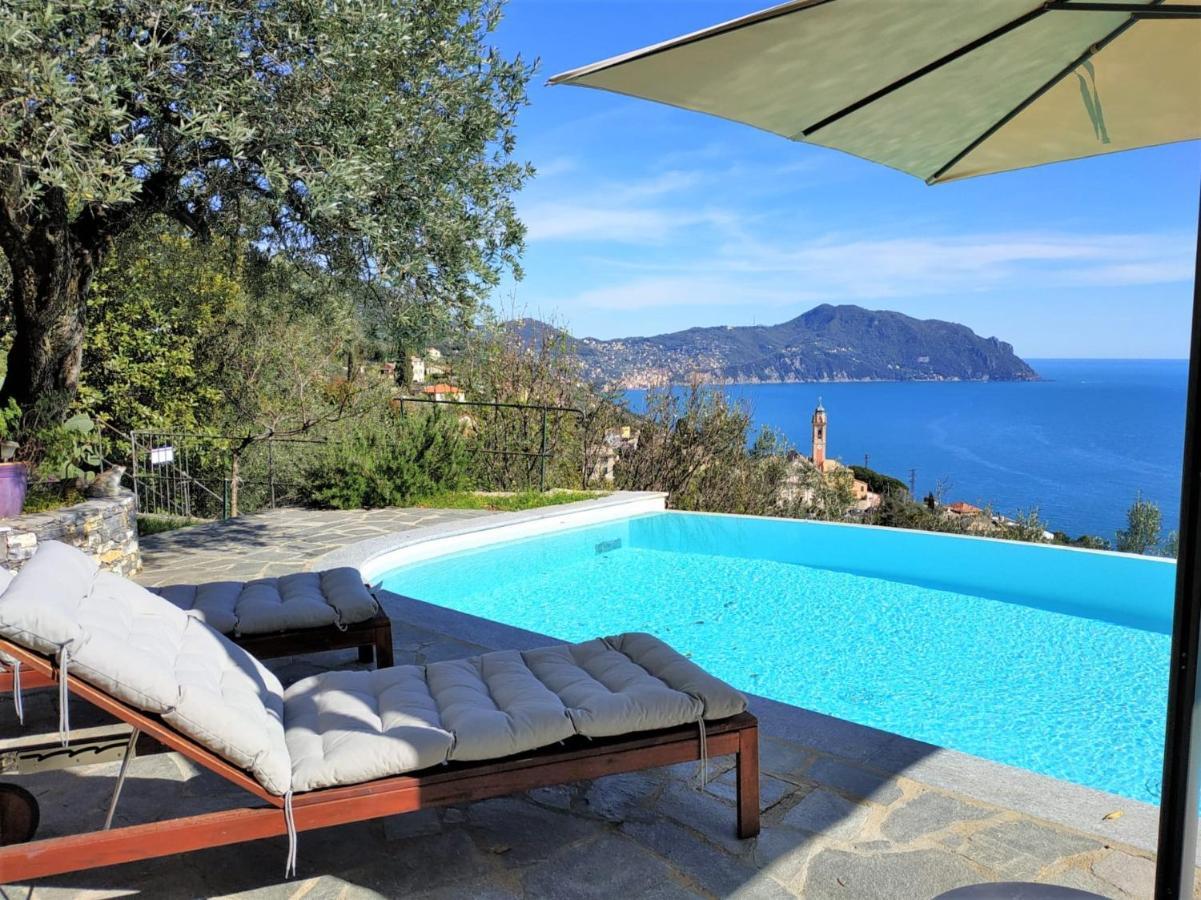 Casaviva - Ampio Trilocale Vista Mare Con Piscina - Pieve Alta Appartement Pieve Ligure Buitenkant foto